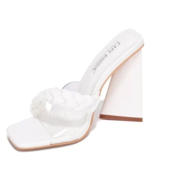 NEW Cape Robbin Castellar White Braided Open Toe Heels 10 - Picture 10 of 10